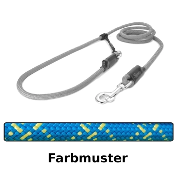 EASYLONG Hundeleine - L - 2m - blau mit gelben Linien